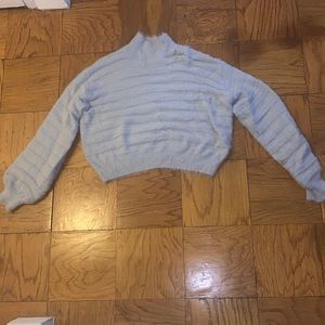 Light gray eye lash turtle neck sweater